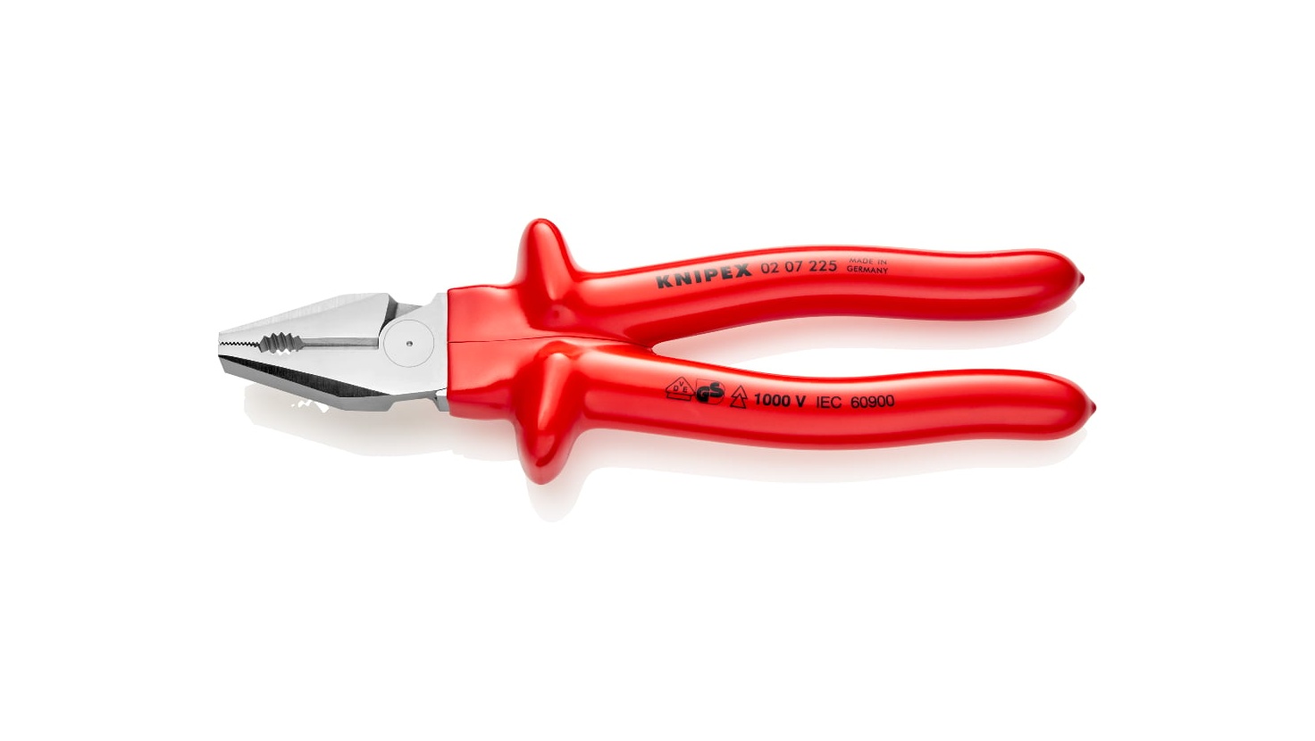 02 07 225 - GÜÇLÜ KOMBİNE PENSE PARLATILMIŞ KROM İZOLE 225MM - KNIPEX - 1