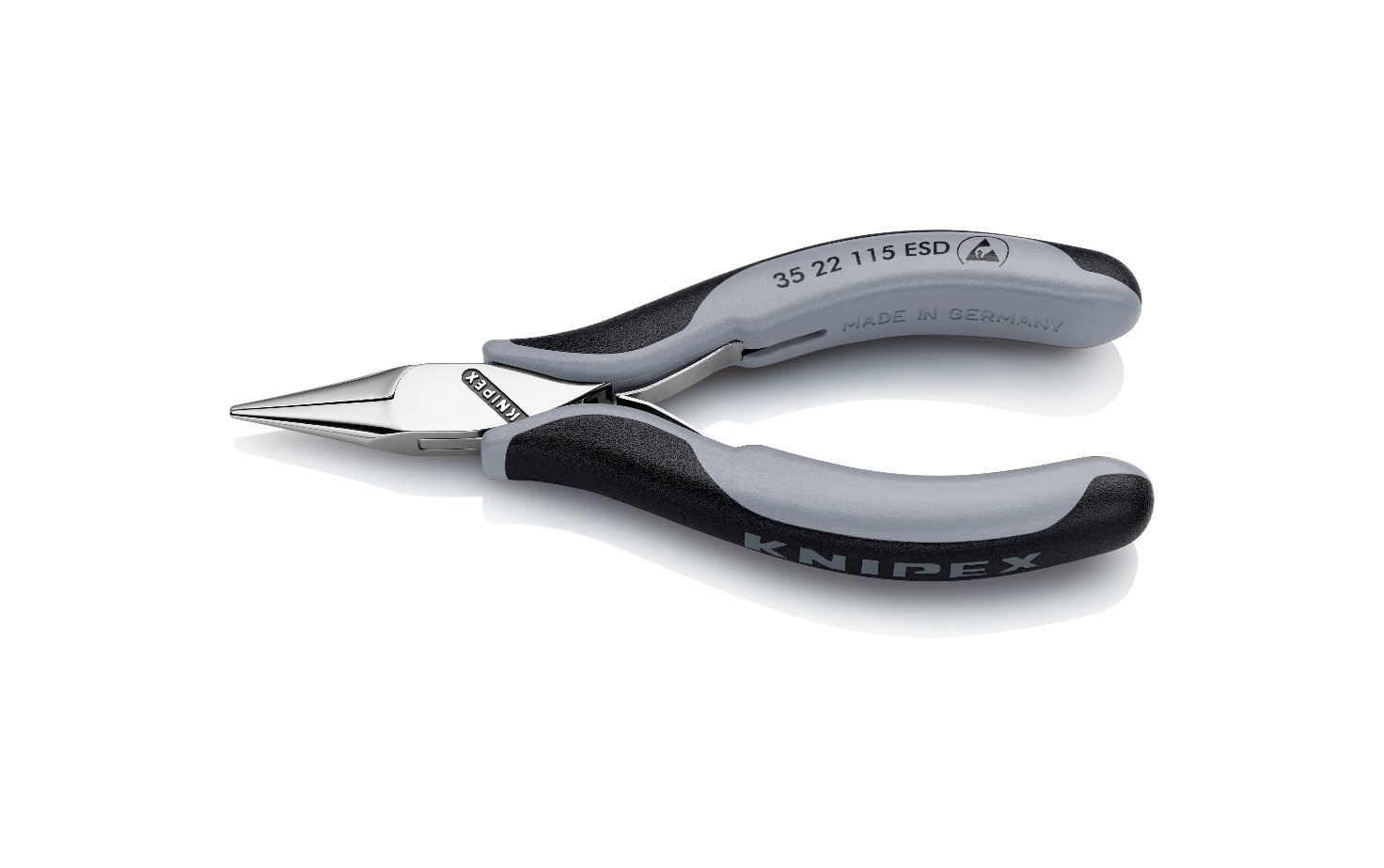 35 22 115 ESD - ESD ELEKTRONİKÇİ KARGABURUN PENSESİ 115MM - KNIPEX - 1