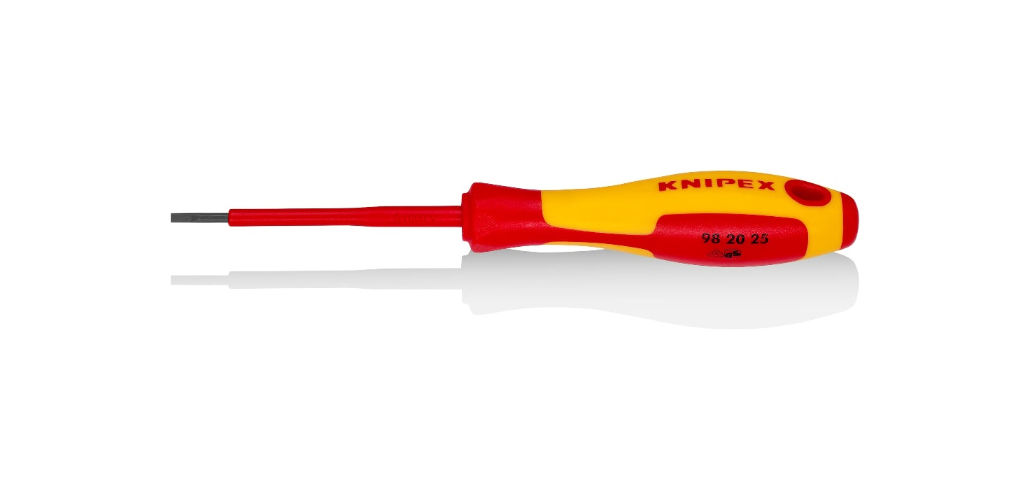 98 20 25 - VDE İZOLELİ DÜZ UÇLU TORNAVİDA 2,5*75 MM - KNIPEX - 1